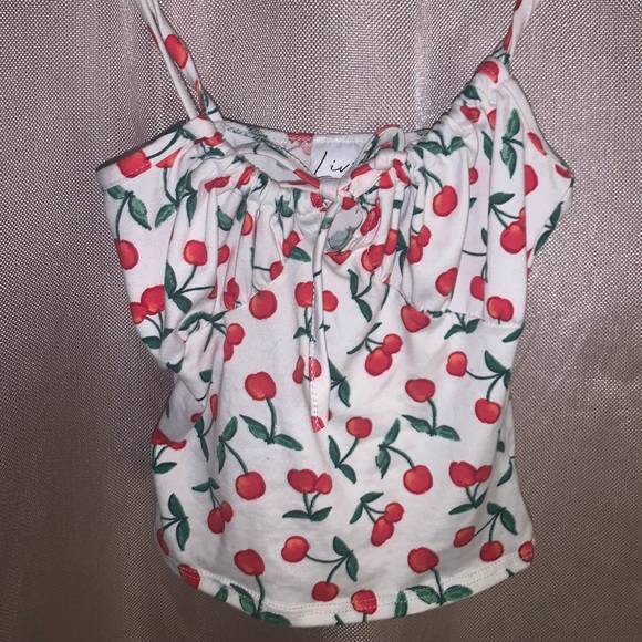 CHERRY CROP TOP 🍒 size x-small, brand new/perfect condition, adjustable tie. - Picture 2 of 4